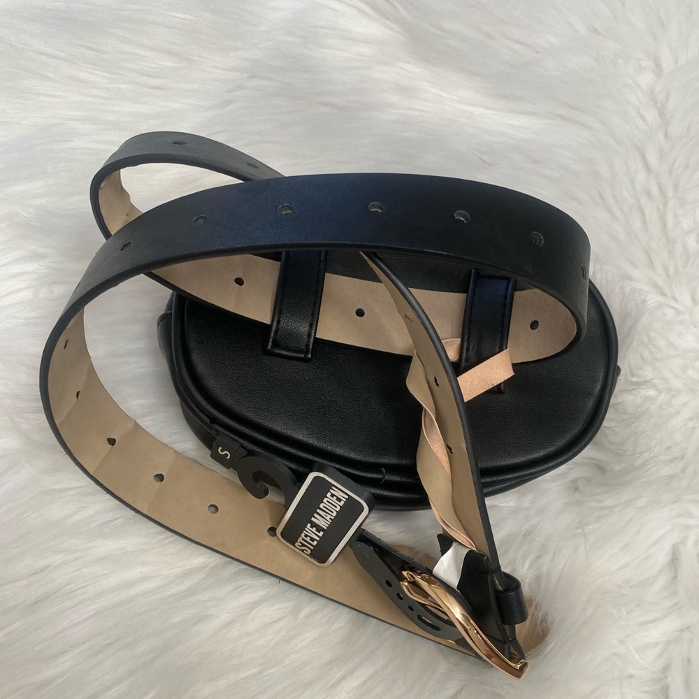 Steve Madden Black Quilted Belt Bag Sz S - Picture 4 of 4
